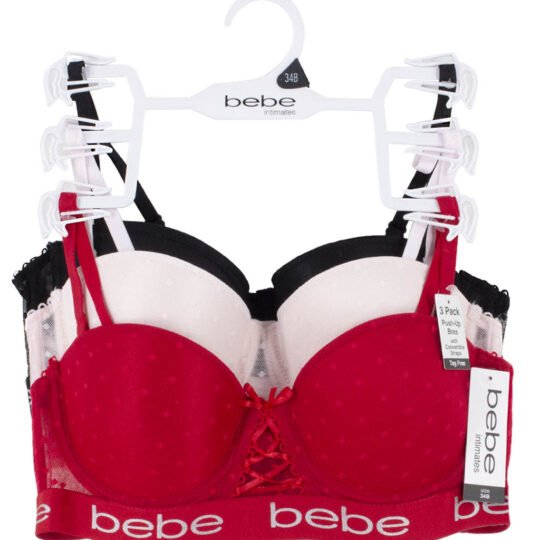 BEBE 3pk Half Cup Push Up Bra 1117 (6 hanger)